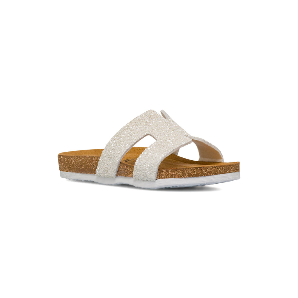 Sandali bianchi con glitter e sottopiede in Pelle da bambina Settenote