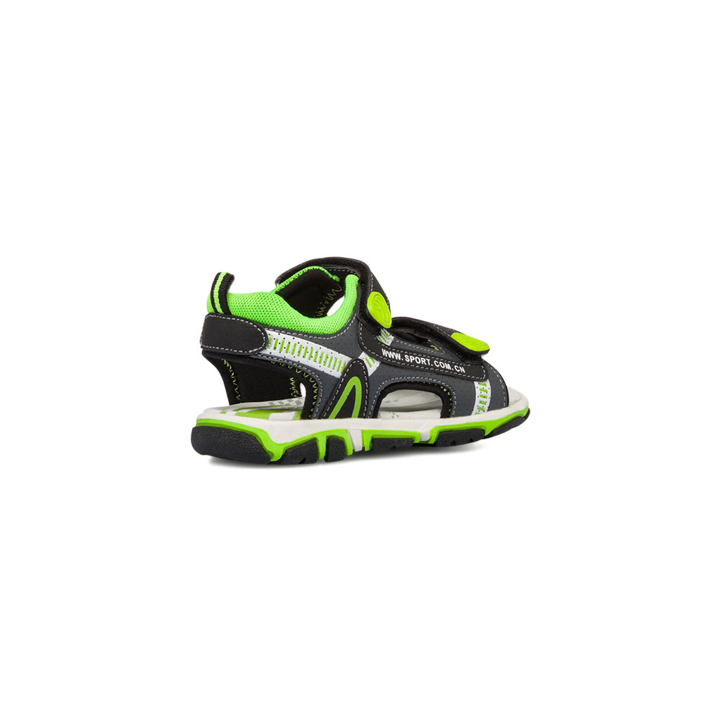 Sandali da ragazzo neri e verde fluo Space Boy