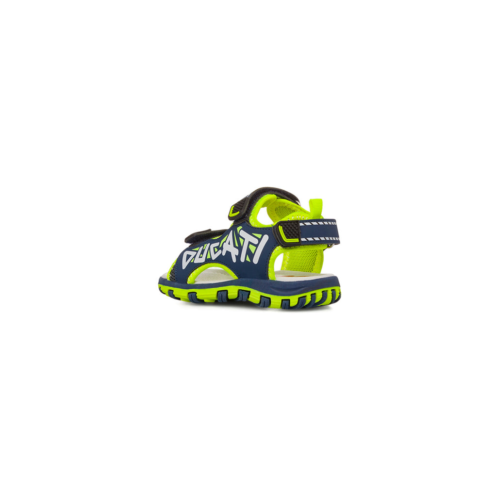 Sandali blu da Bambino con dettagli fluo e chiusura con strappo Ducati
