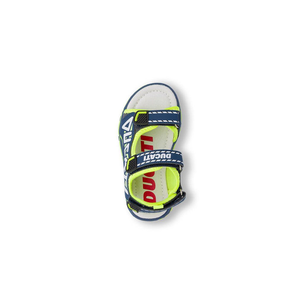 Sandali blu da Bambino con dettagli fluo e chiusura con strappo Ducati
