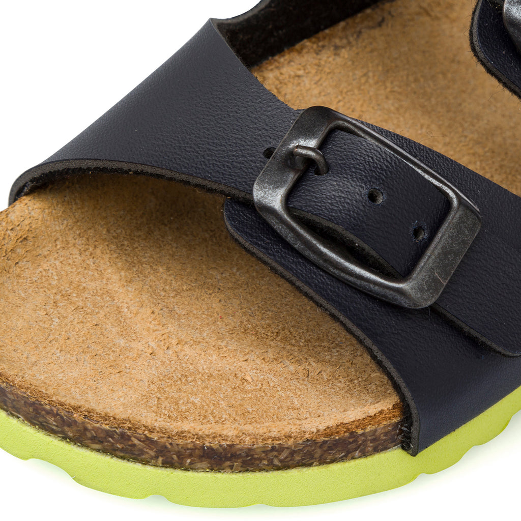 Ciabatte blu da Bambino con fibbie e sottopiede in pelle Weep & Smile