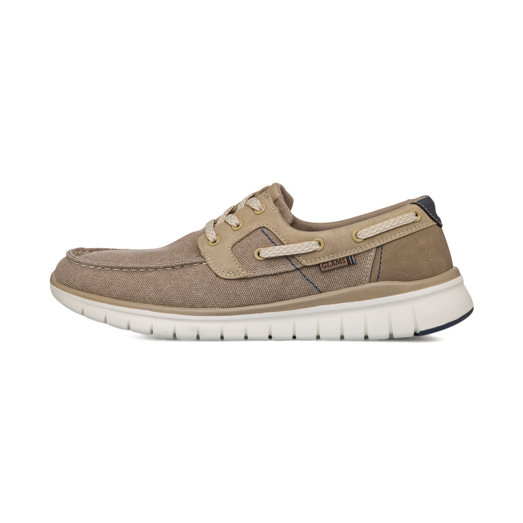 Scarpe Uomo in tessuto Beige con suola flessibile e lacci Glams
