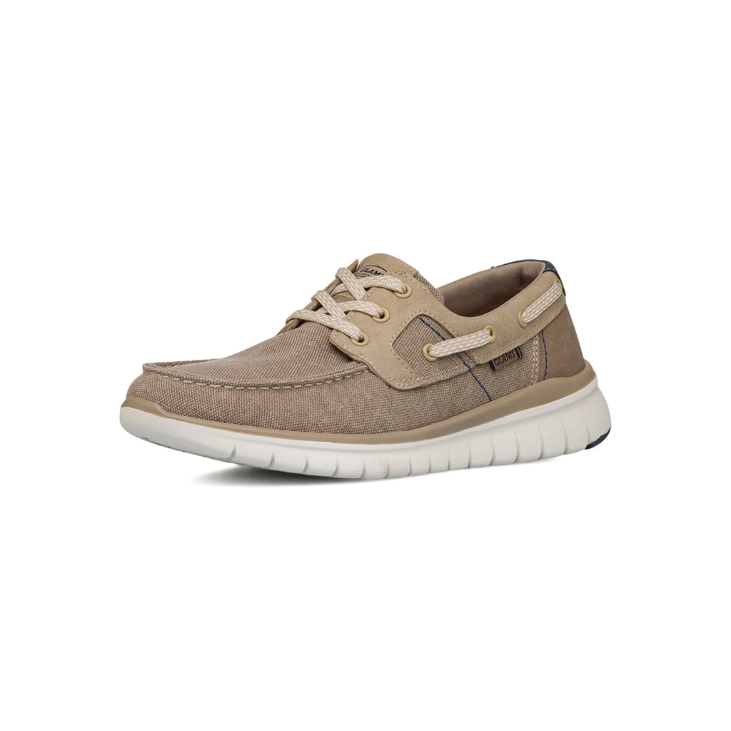Scarpe Uomo in tessuto Beige con suola flessibile e lacci Glams