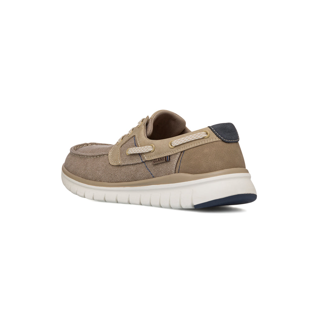 Scarpe Uomo in tessuto Beige con suola flessibile e lacci Glams