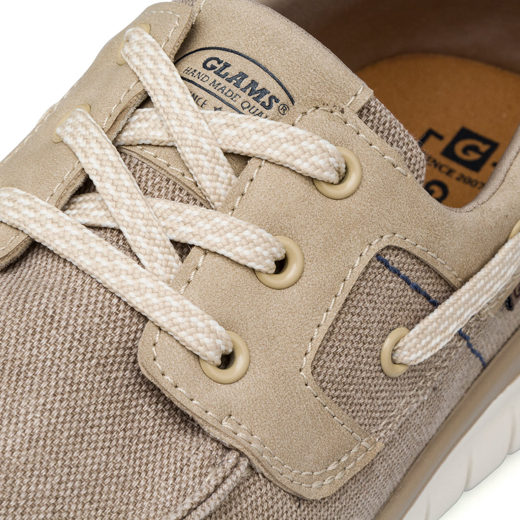 Scarpe Uomo in tessuto Beige con suola flessibile e lacci Glams