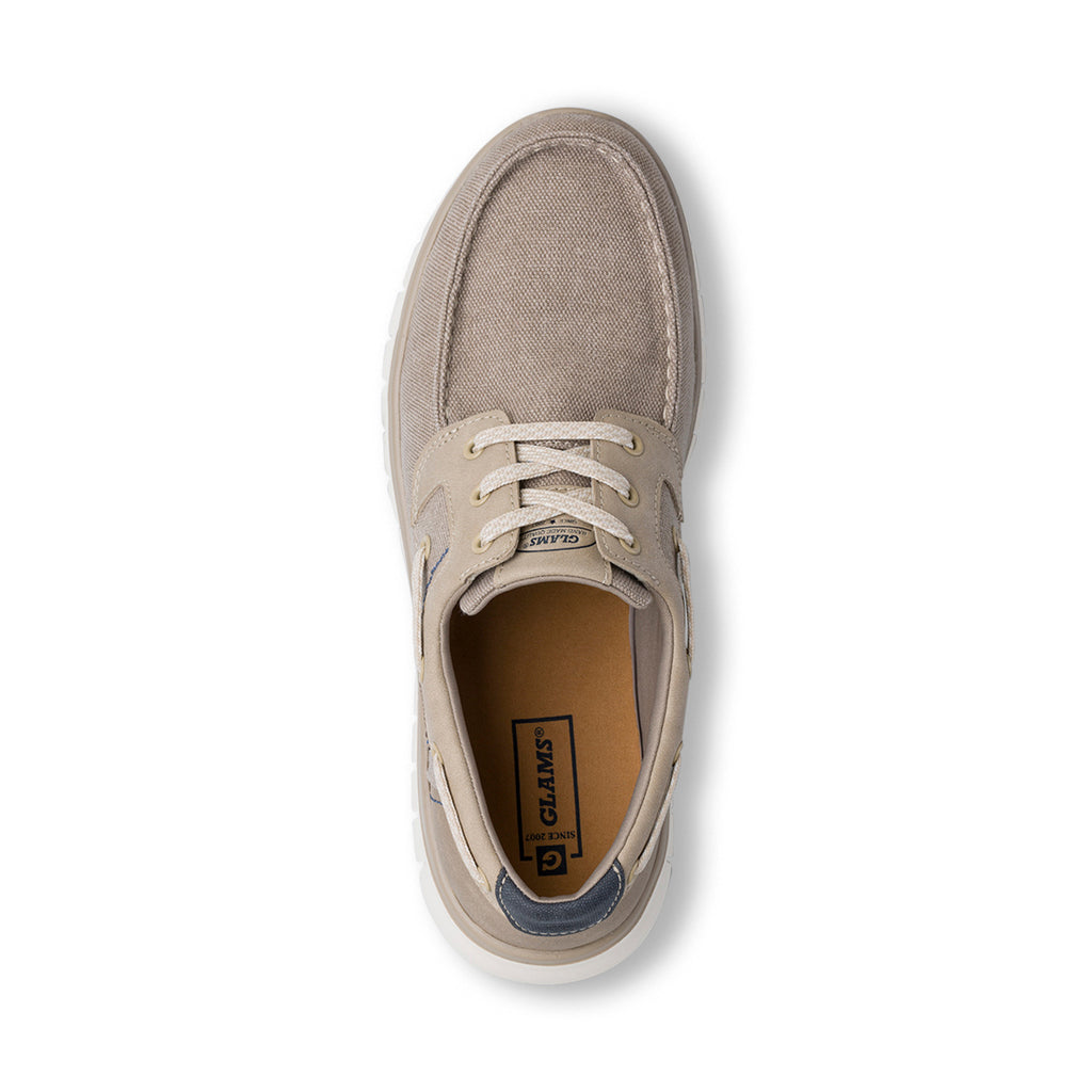 Scarpe Uomo in tessuto Beige con suola flessibile e lacci Glams