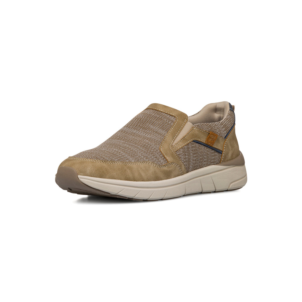 Scarpe slip-on uomo in tessuto beige traspirante con suola flessibile Glams