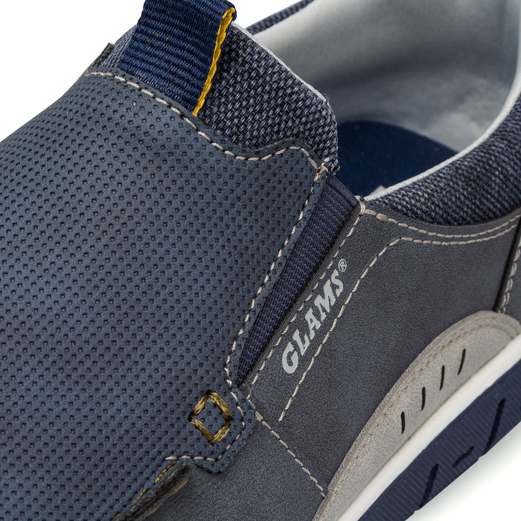 Scarpe Uomo in tessuto blu con dettagli grigi e suola flessibile Glams
