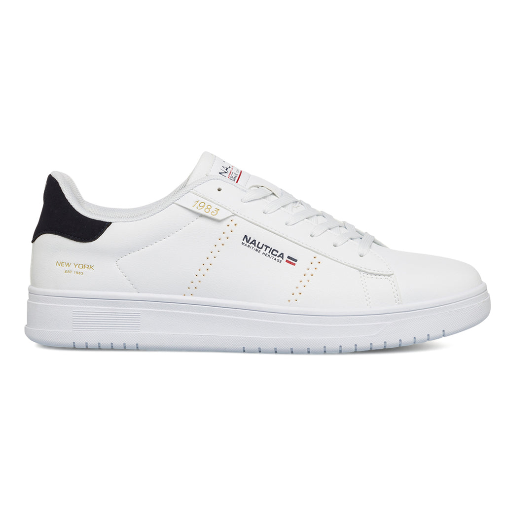 Sneakers bianche da uomo con dettagli traforati Nautica Jeans Russell