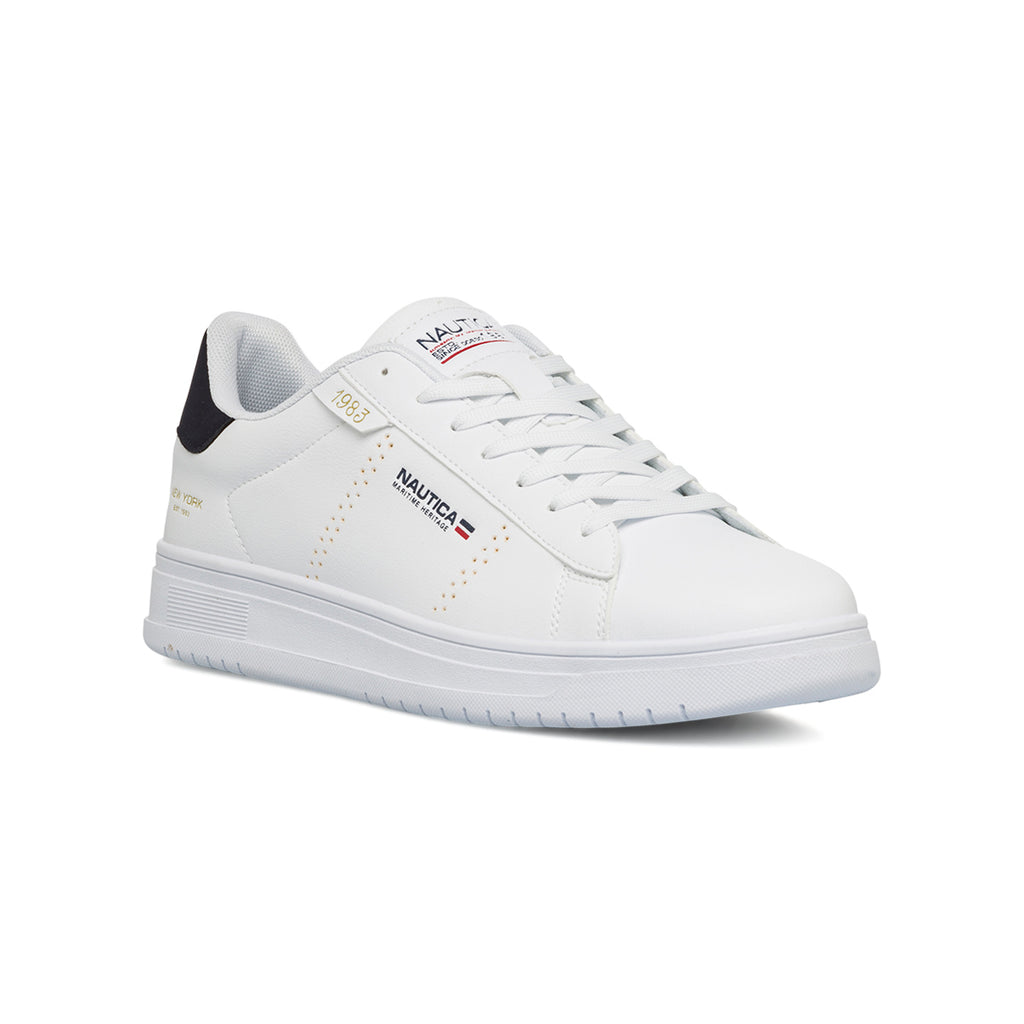 Sneakers bianche da uomo con dettagli traforati Nautica Jeans Russell