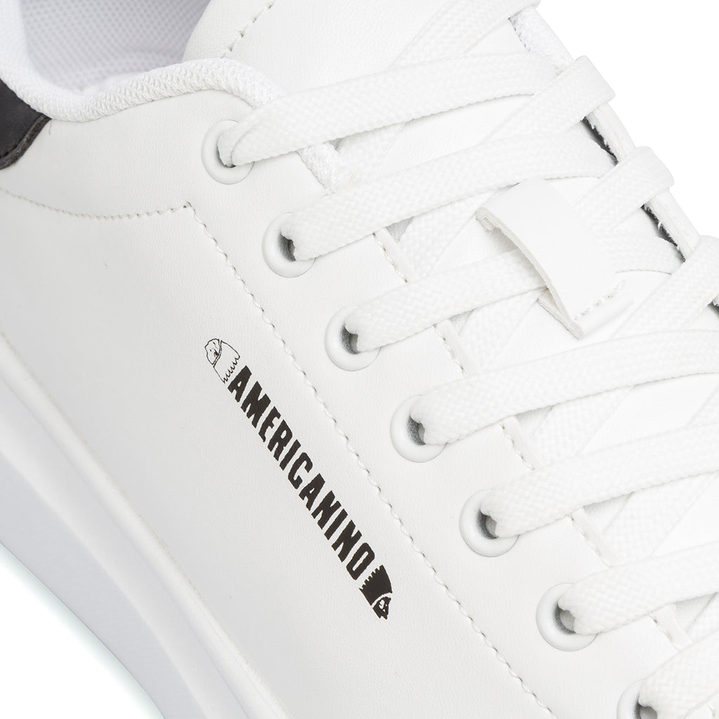 Sneakers casual da uomo bianche con dettaglio nero Americanino