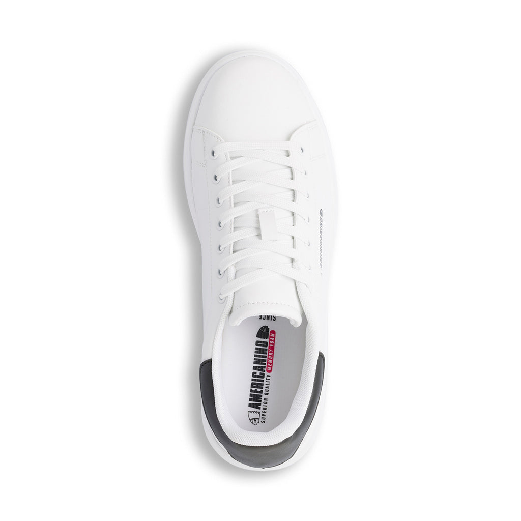 Sneakers casual da uomo bianche con dettaglio nero Americanino