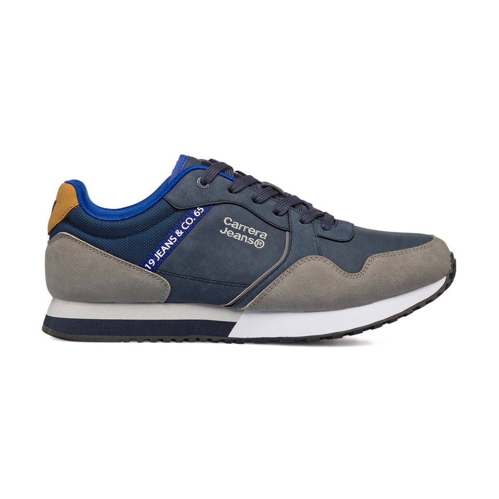 Sneakers casual da uomo blu e grigio con logo Carrera Jeans