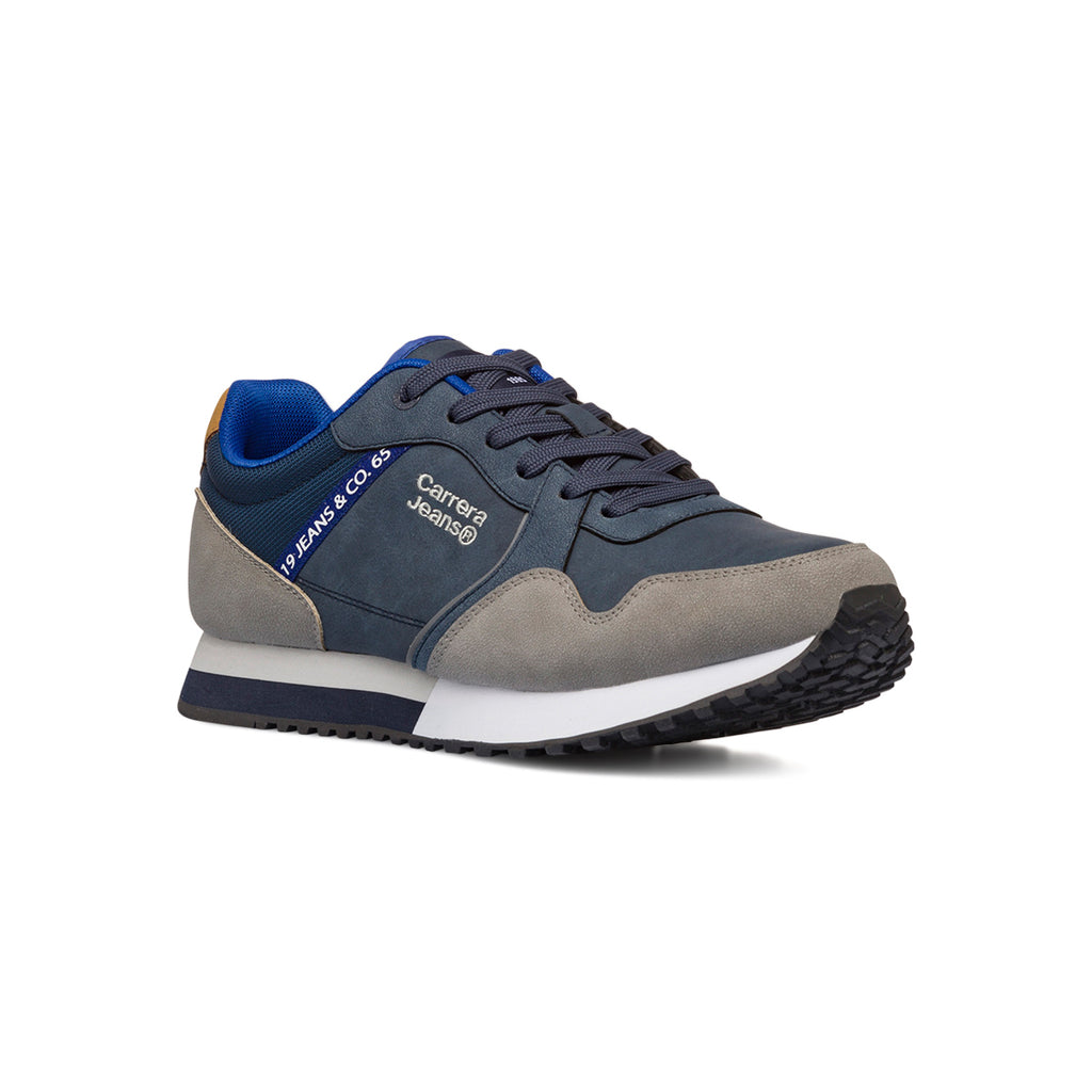 Sneakers casual da uomo blu e grigio con logo Carrera Jeans