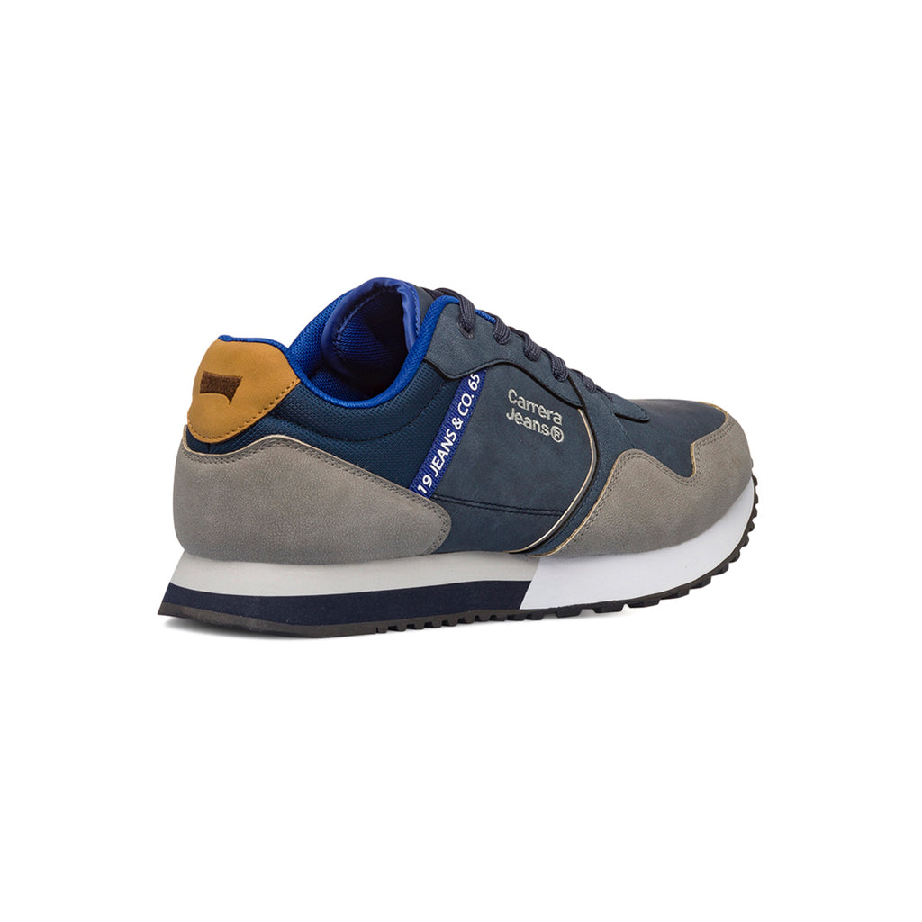 Sneakers casual da uomo blu e grigio con logo Carrera Jeans