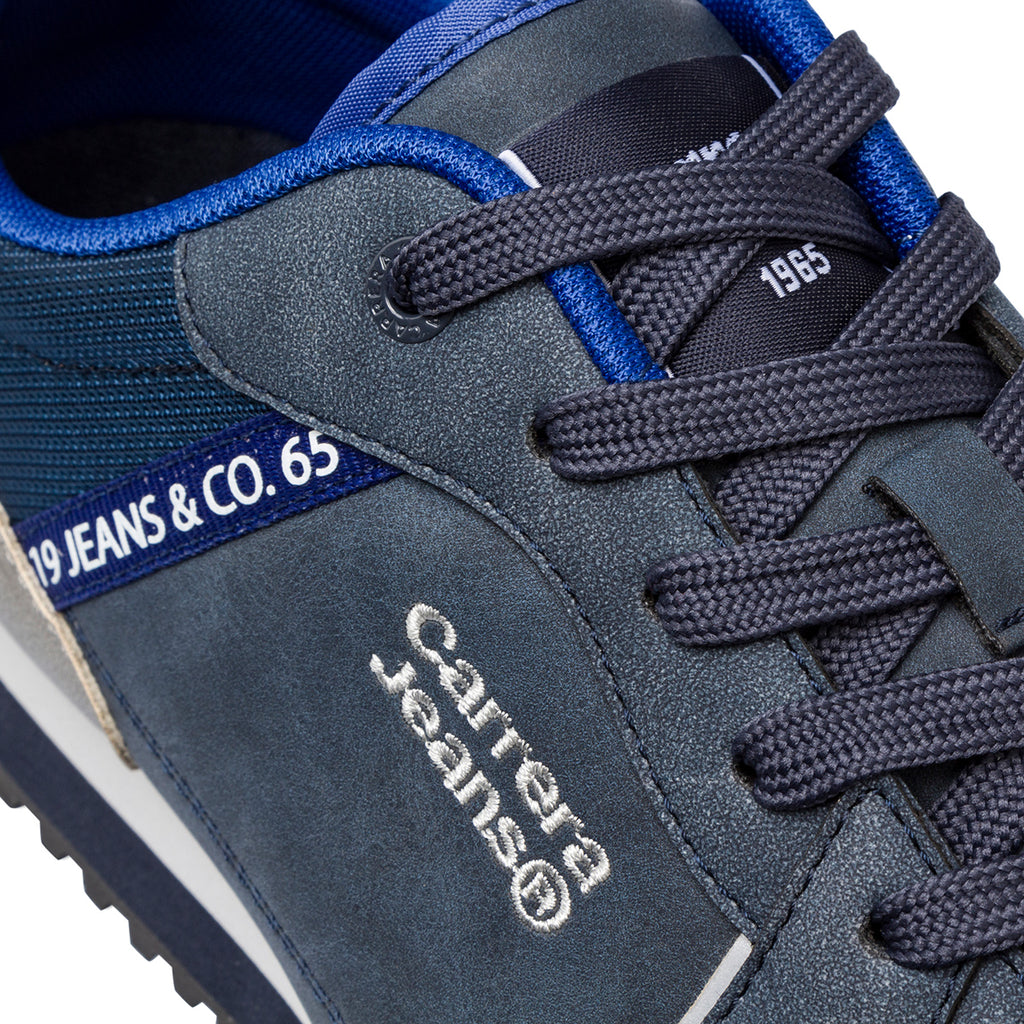 Sneakers casual da uomo blu e grigio con logo Carrera Jeans