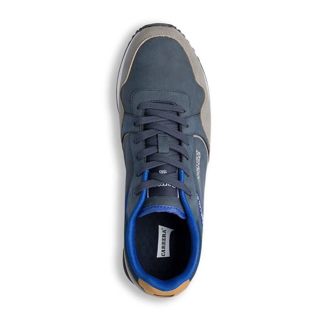 Sneakers casual da uomo blu e grigio con logo Carrera Jeans