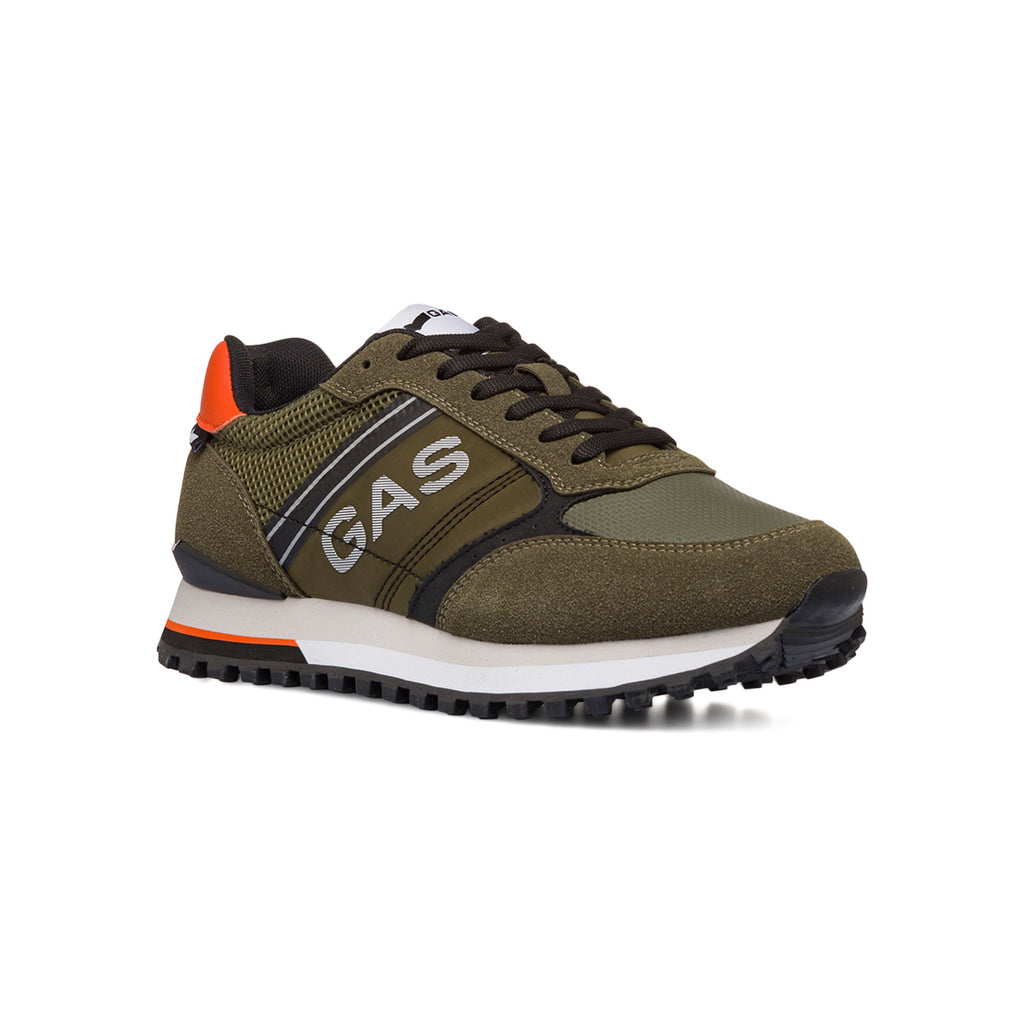 Sneakers casual verde militare da uomo Gas