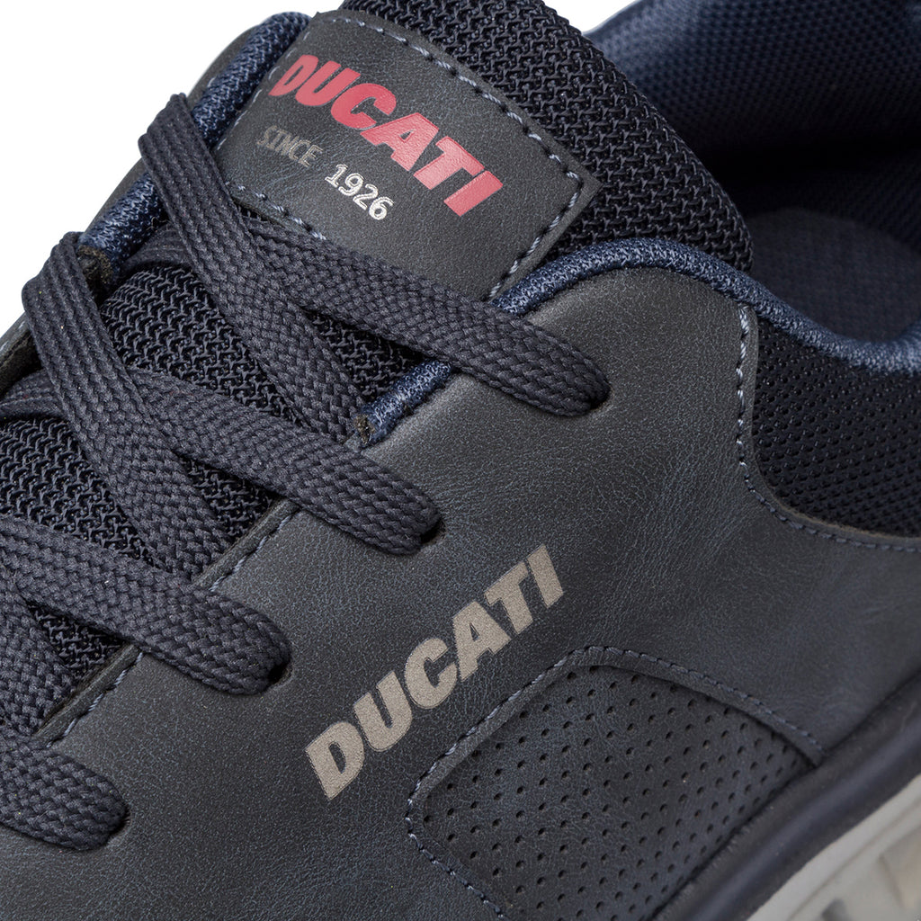 Sneakers blu da uomo con inserti in tessuto Ducati