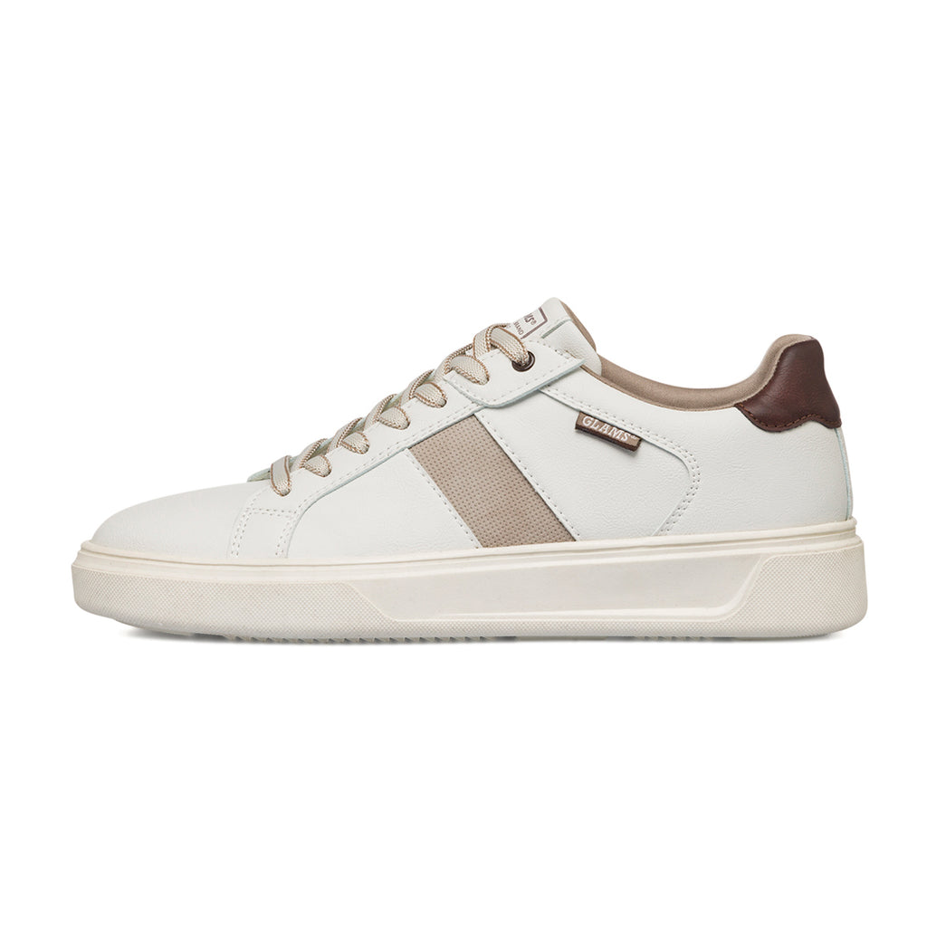 Sneakers casual da uomo bianche off white con logo Glams