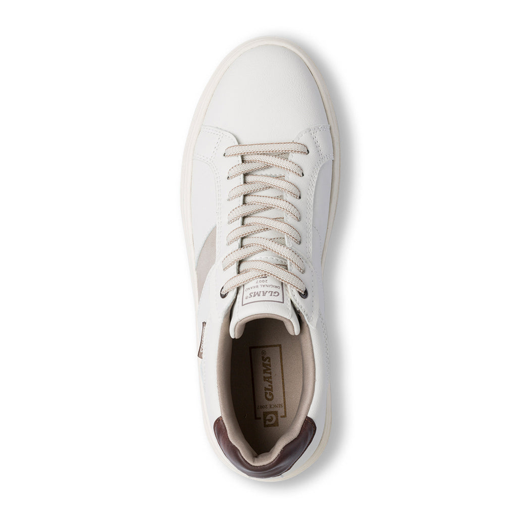 Sneakers casual da uomo bianche off white con logo Glams