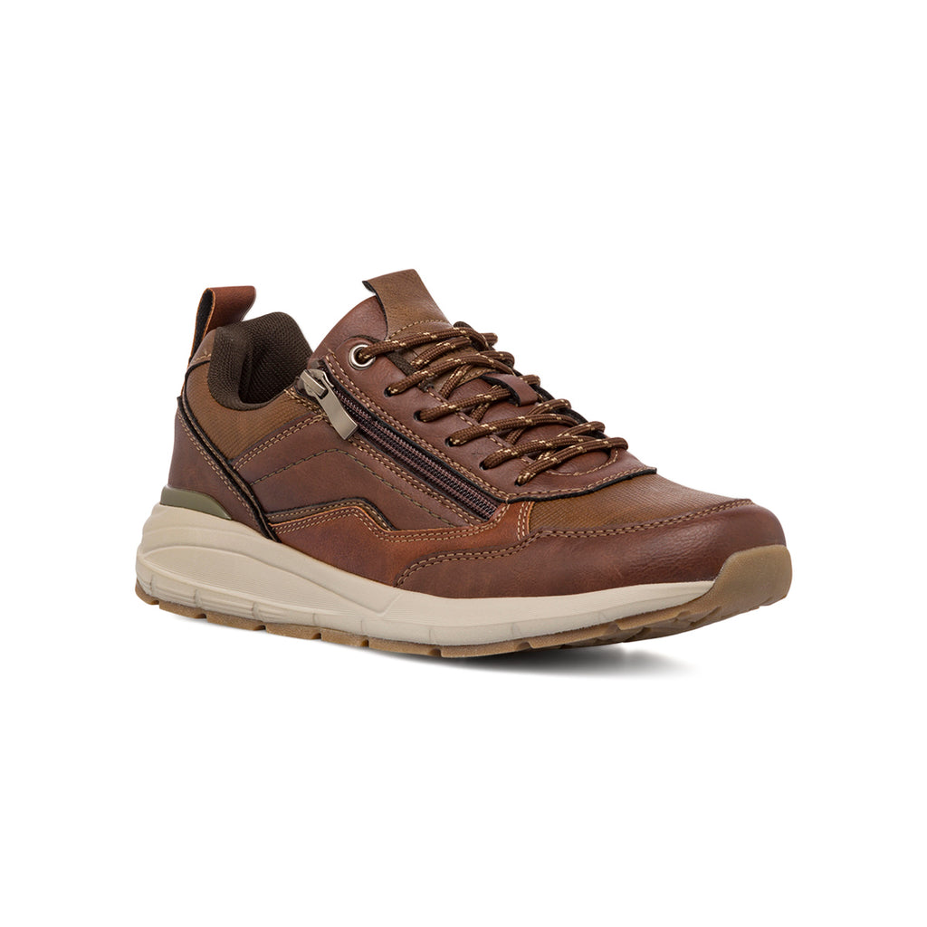 Sneakers casual da uomo marroni con zip Gate 76