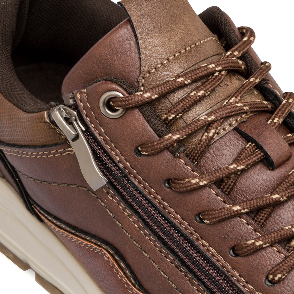 Sneakers casual da uomo marroni con zip Gate 76