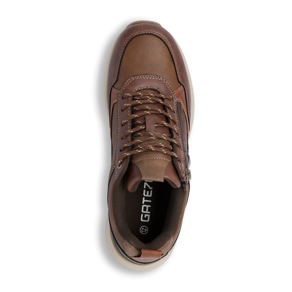 Sneakers casual da uomo marroni con zip Gate 76