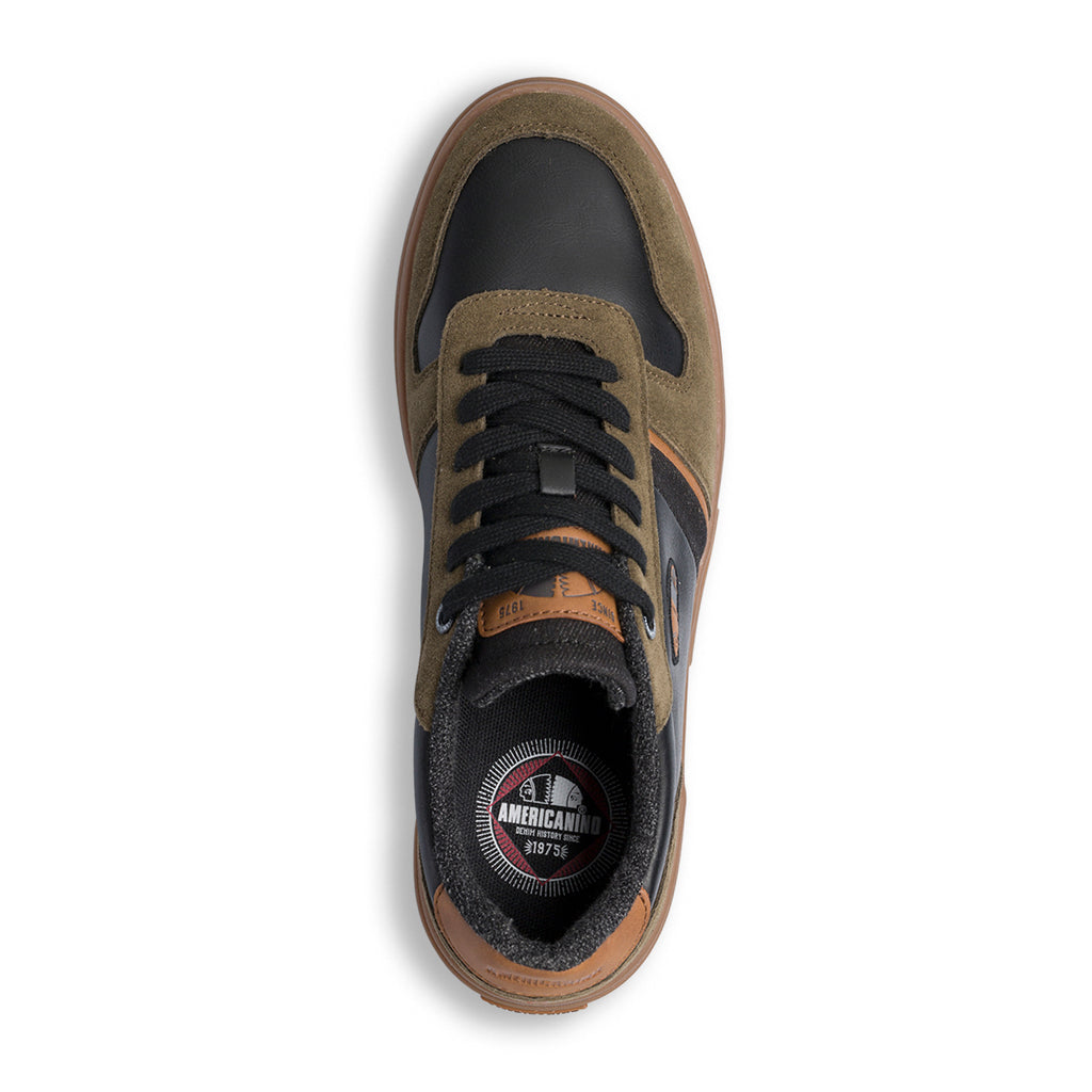 Sneakers casual nere e verde militare da uomo Americanino