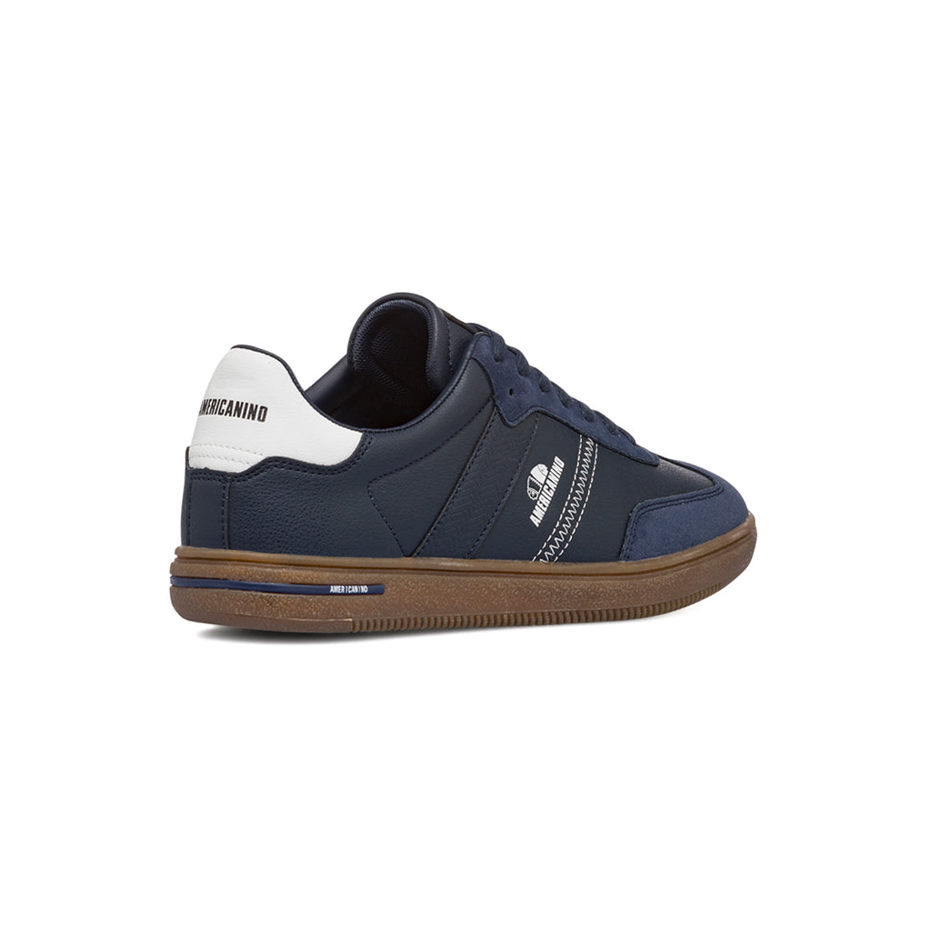 Sneakers casual da uomo blu con dettagli bianchi e logo Americanino