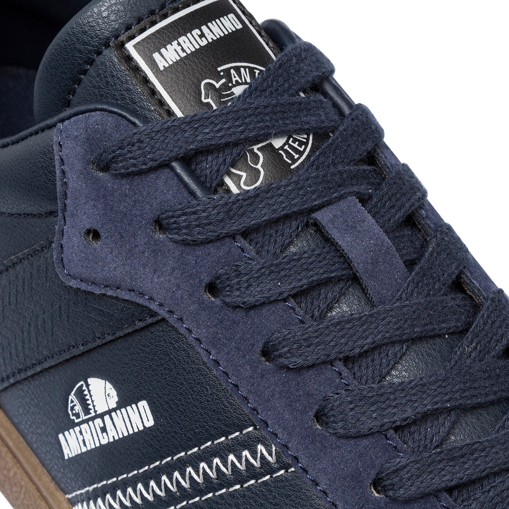Sneakers casual da uomo blu con dettagli bianchi e logo Americanino