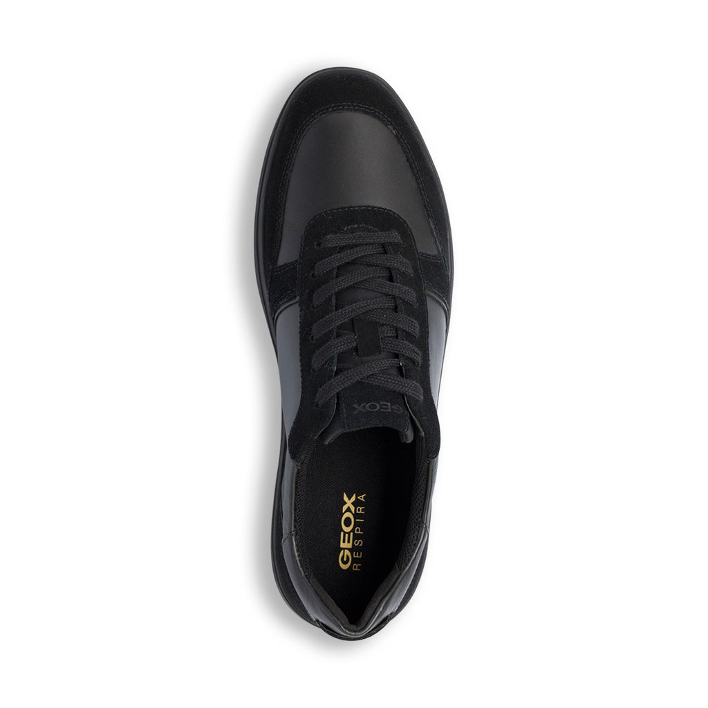 Sneakers traspiranti nere da uomo in pelle Geox