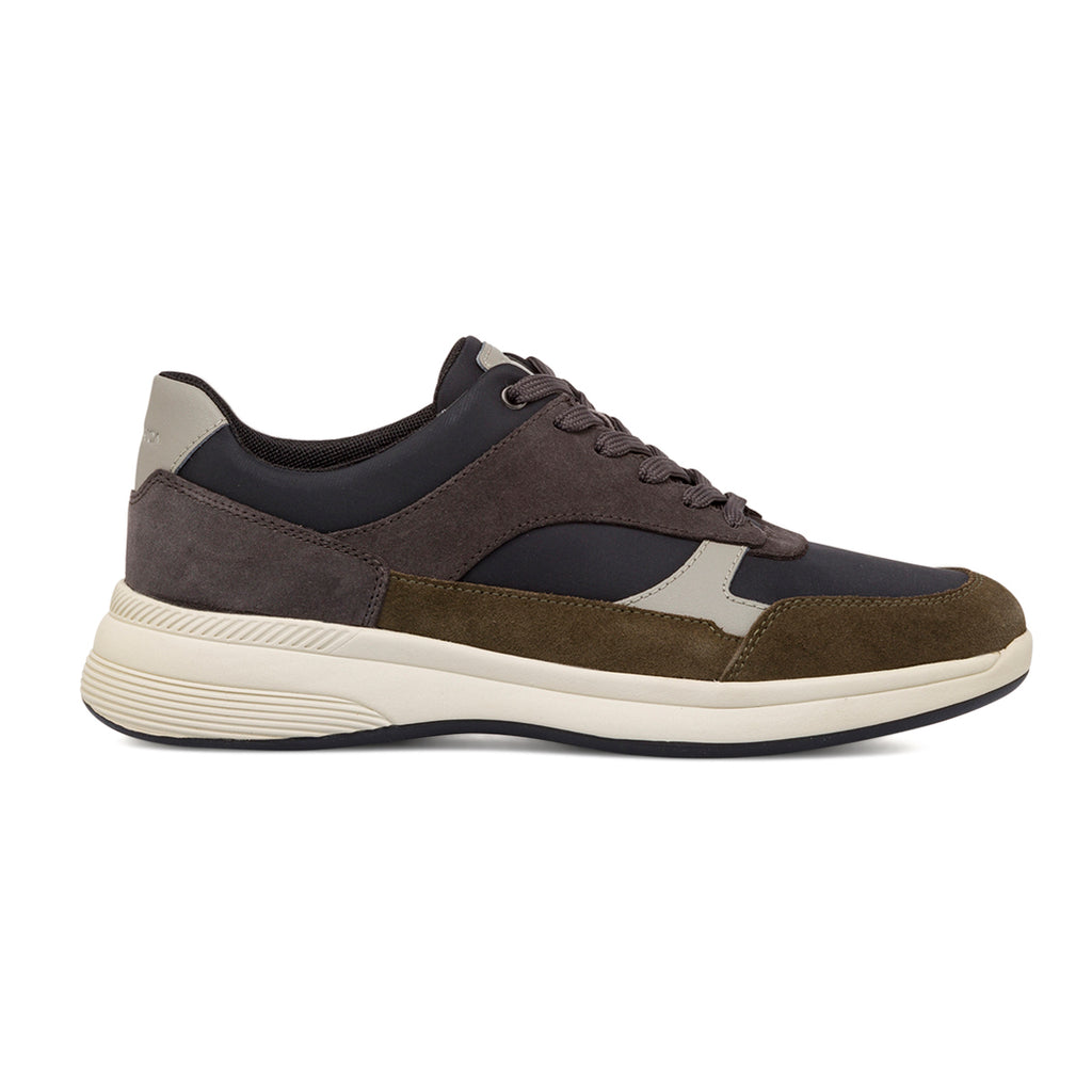 Sneakers traspiranti da uomo antracite in pelle Geox