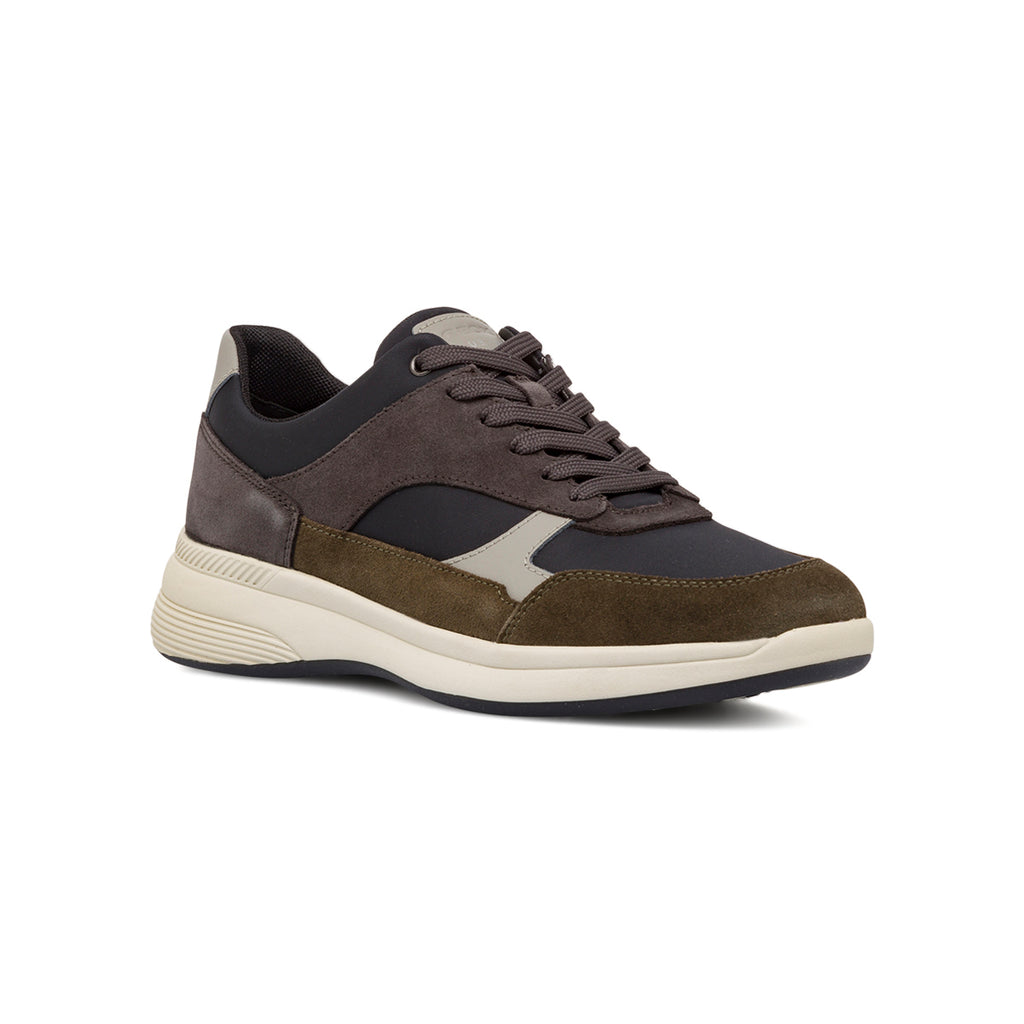 Sneakers traspiranti da uomo antracite in pelle Geox