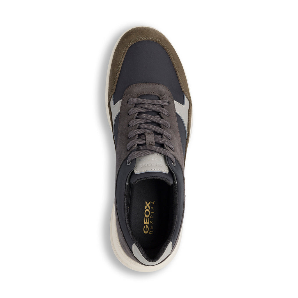 Sneakers traspiranti da uomo antracite in pelle Geox