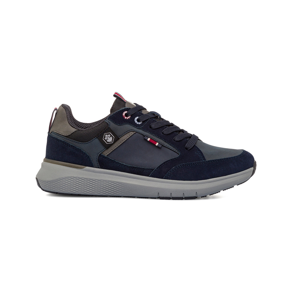 Sneakers casual da uomo blu e grigie in pelle Lumberjack