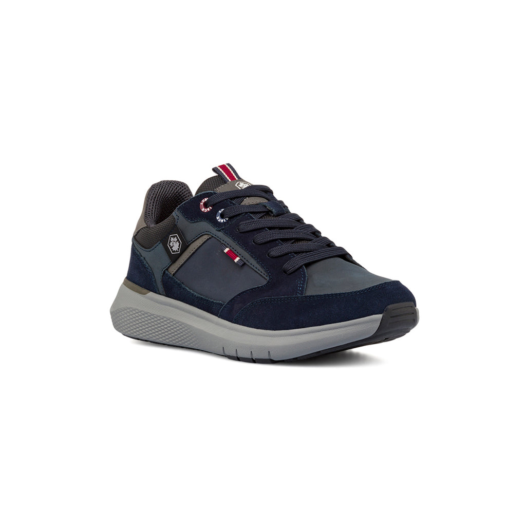 Sneakers casual da uomo blu e grigie in pelle Lumberjack