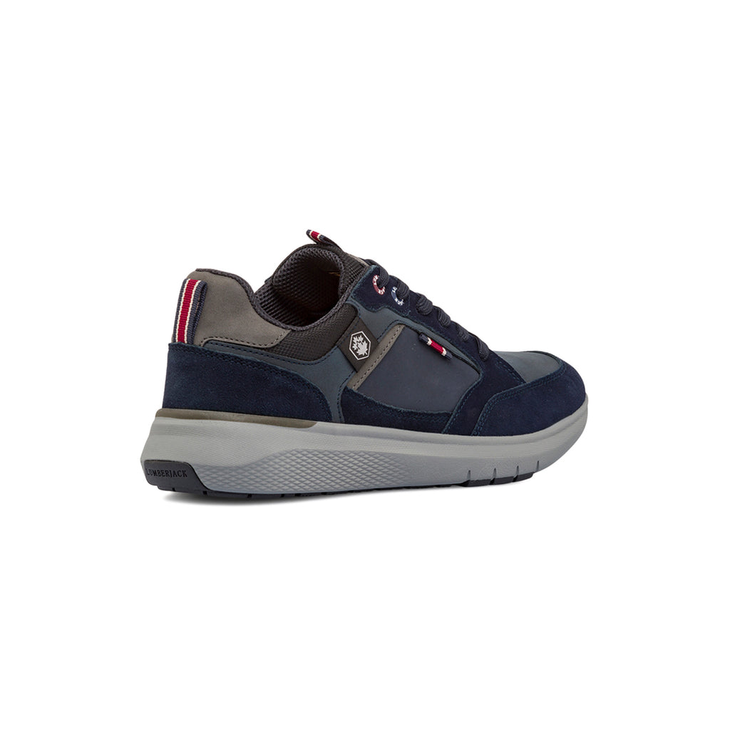 Sneakers casual da uomo blu e grigie in pelle Lumberjack