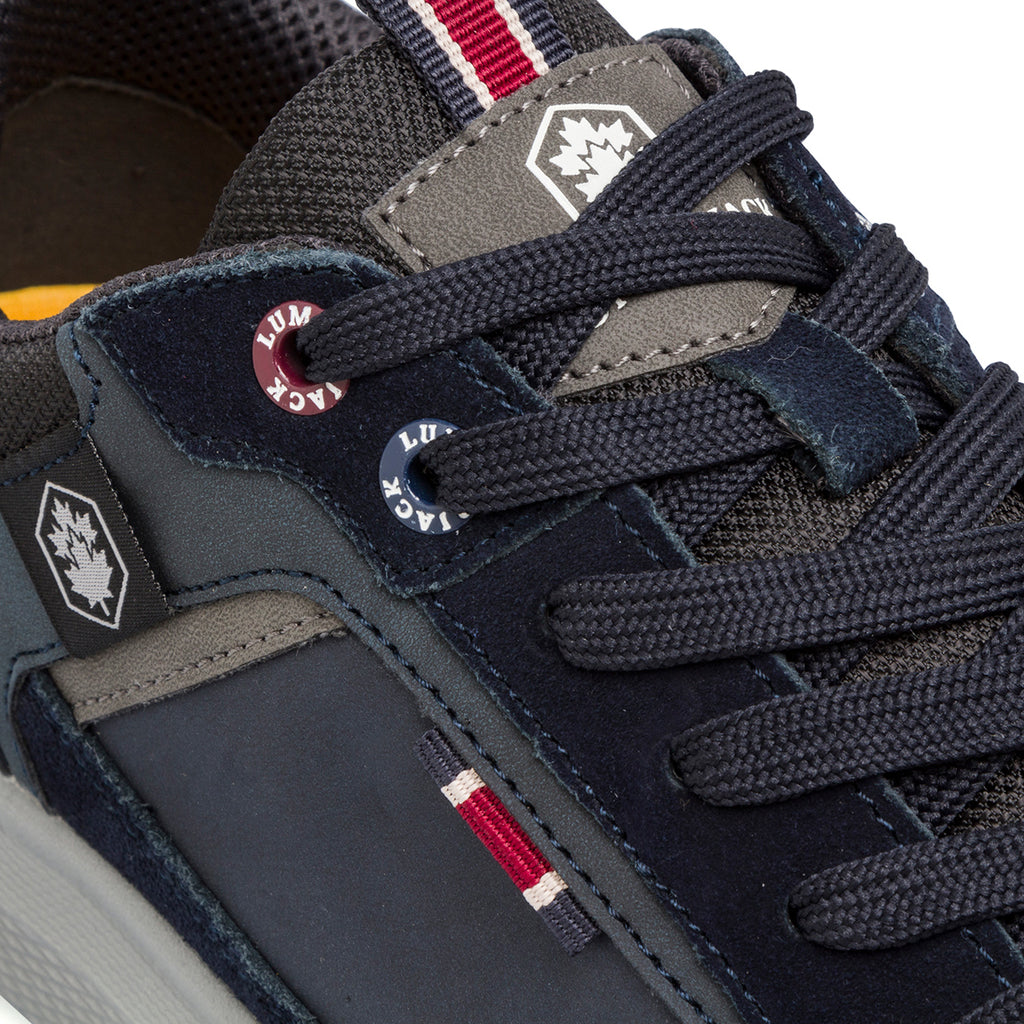 Sneakers casual da uomo blu e grigie in pelle Lumberjack