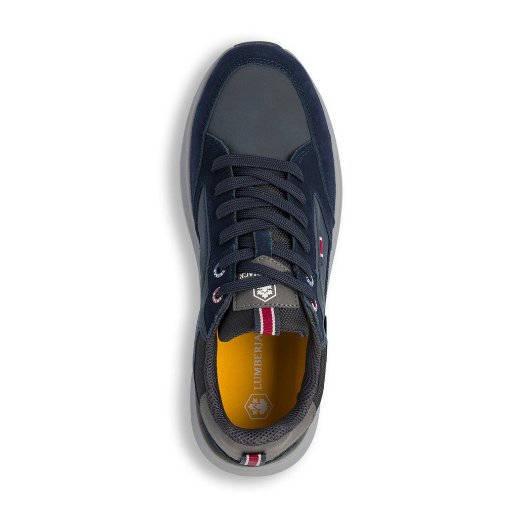 Sneakers casual da uomo blu e grigie in pelle Lumberjack