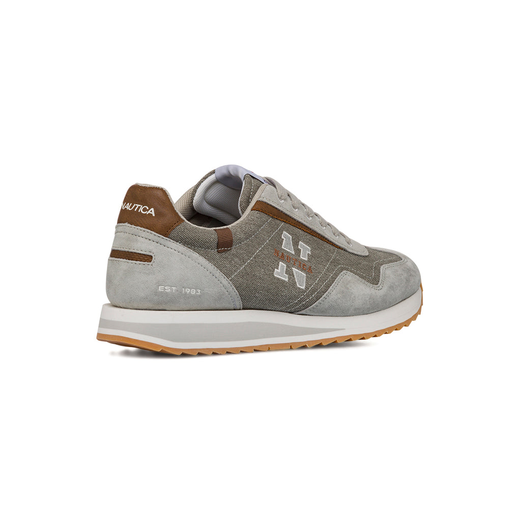Sneakers da uomo in suede e canvas grigie con dettaglio logo Nautica