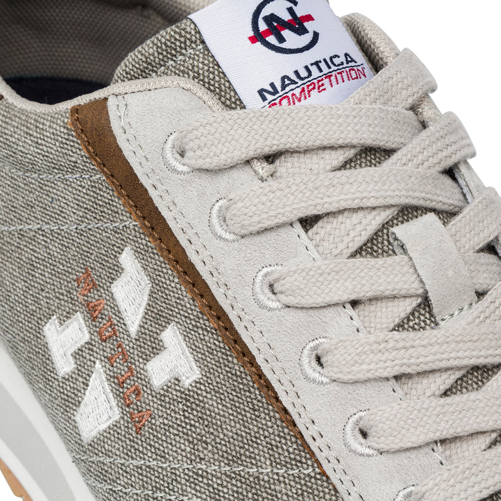 Sneakers da uomo in suede e canvas grigie con dettaglio logo Nautica