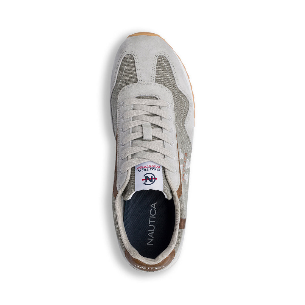 Sneakers da uomo in suede e canvas grigie con dettaglio logo Nautica