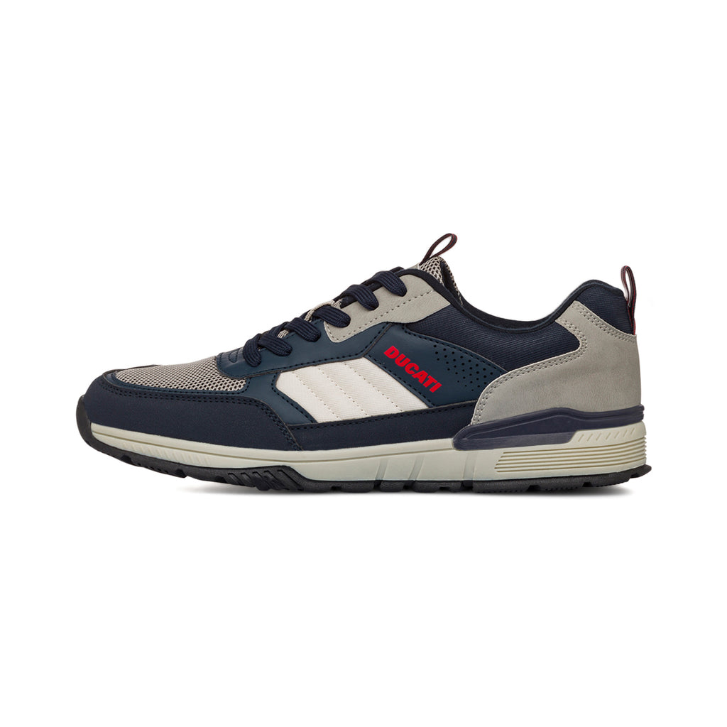 Sneakers bicolore blu e grigio da Uomo con logo laterale Ducati