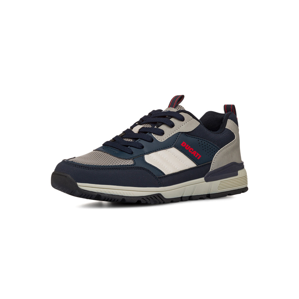 Sneakers bicolore blu e grigio da Uomo con logo laterale Ducati