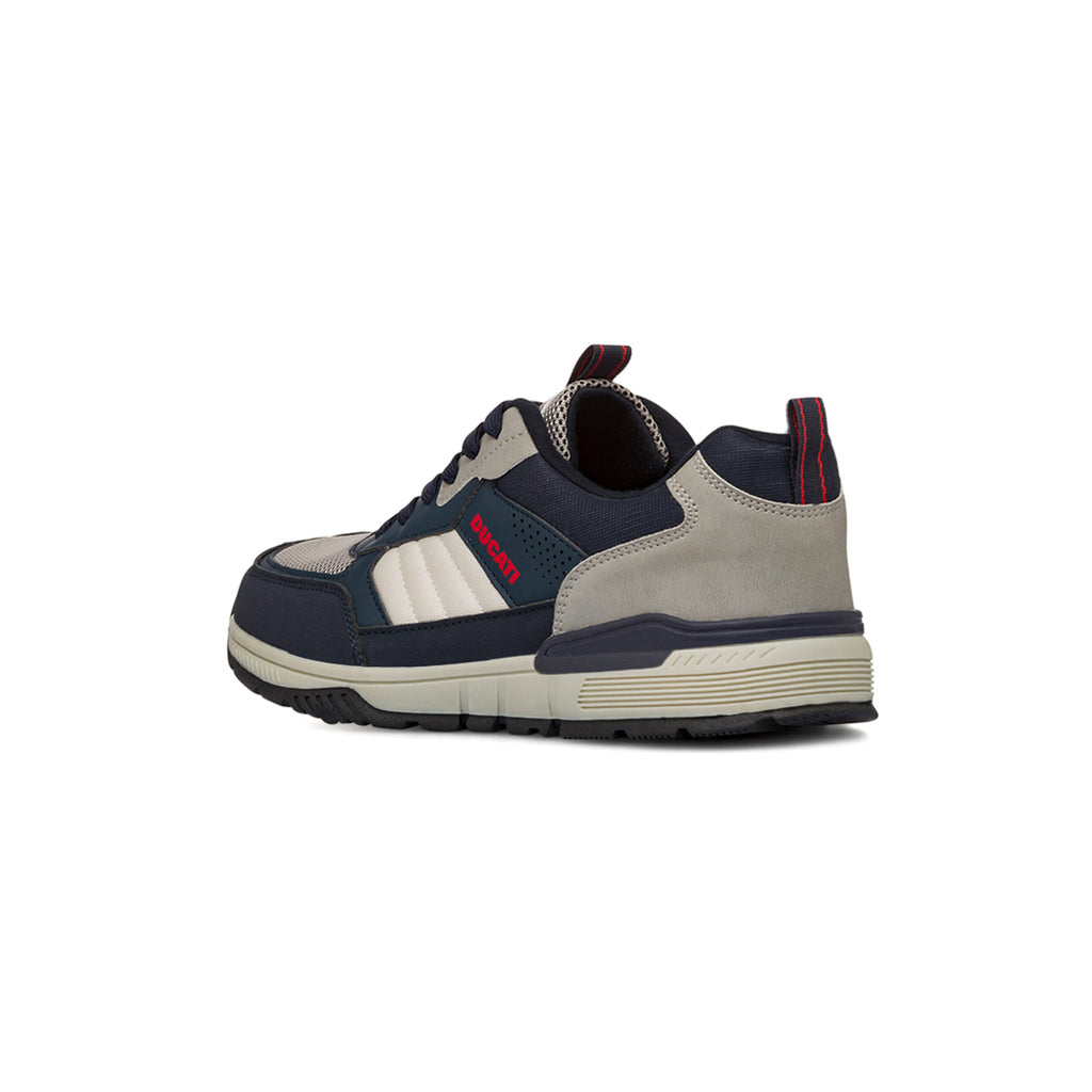 Sneakers bicolore blu e grigio da Uomo con logo laterale Ducati