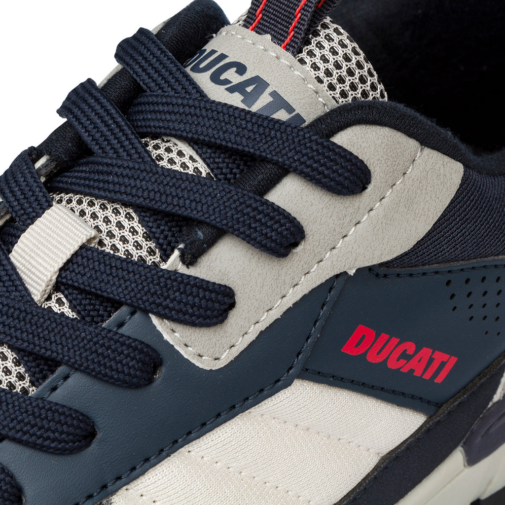 Sneakers bicolore blu e grigio da Uomo con logo laterale Ducati