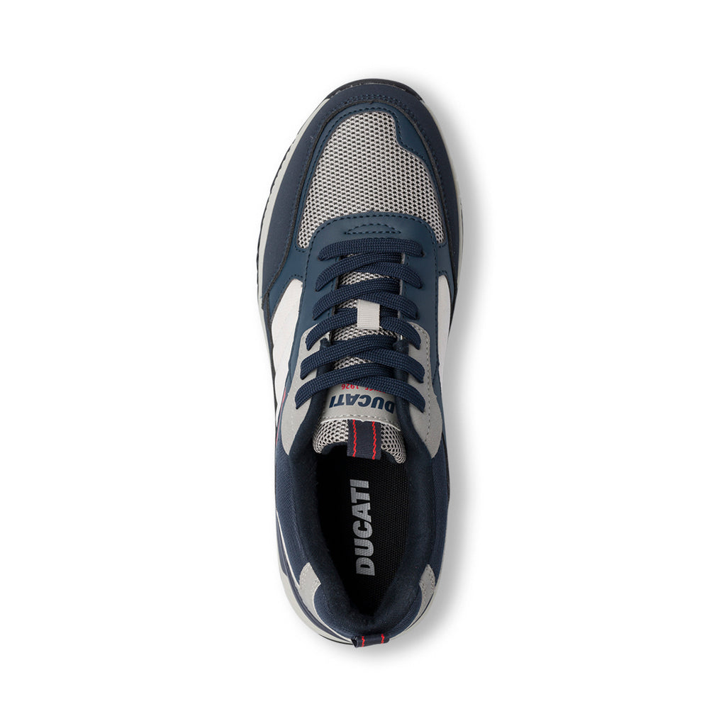 Sneakers bicolore blu e grigio da Uomo con logo laterale Ducati