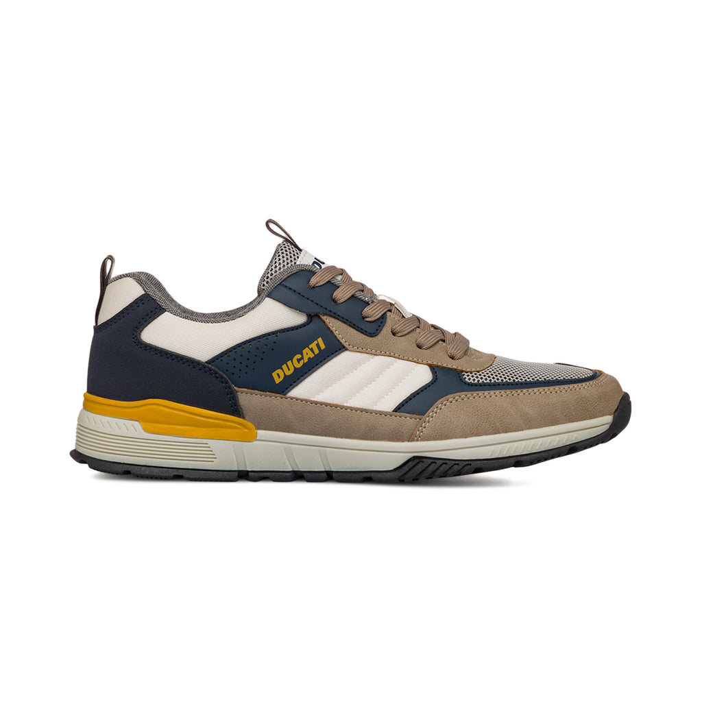 Sneakers bicolore beige e blu da Uomo colo logo laterale Ducati