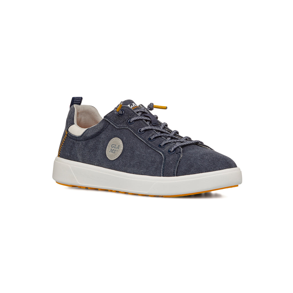 Sneakers blu effetto jeans in tessuto da Uomo con lacci elastici Glams